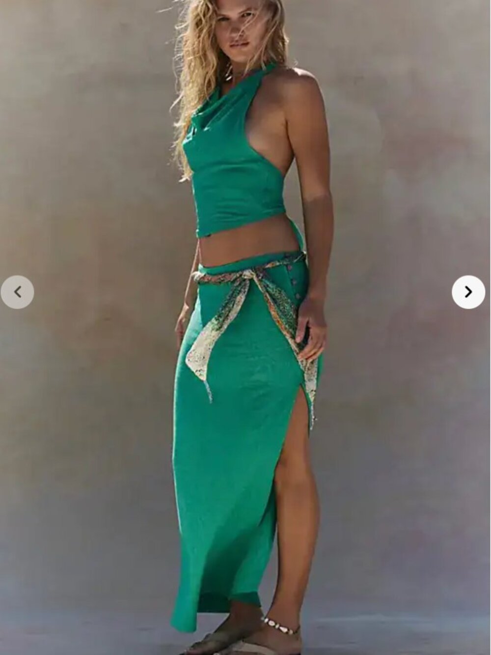Free People Women's Iconic Allure Top and Skirt Set In Mint Leaf - XLarge NWT